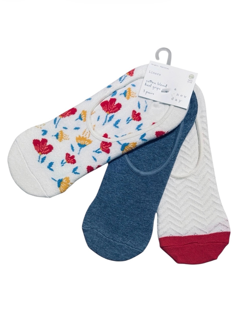 A New Day Women’s No Show Liner Socks 3 Pair Pack Heel Grips Size 4-10 NIP